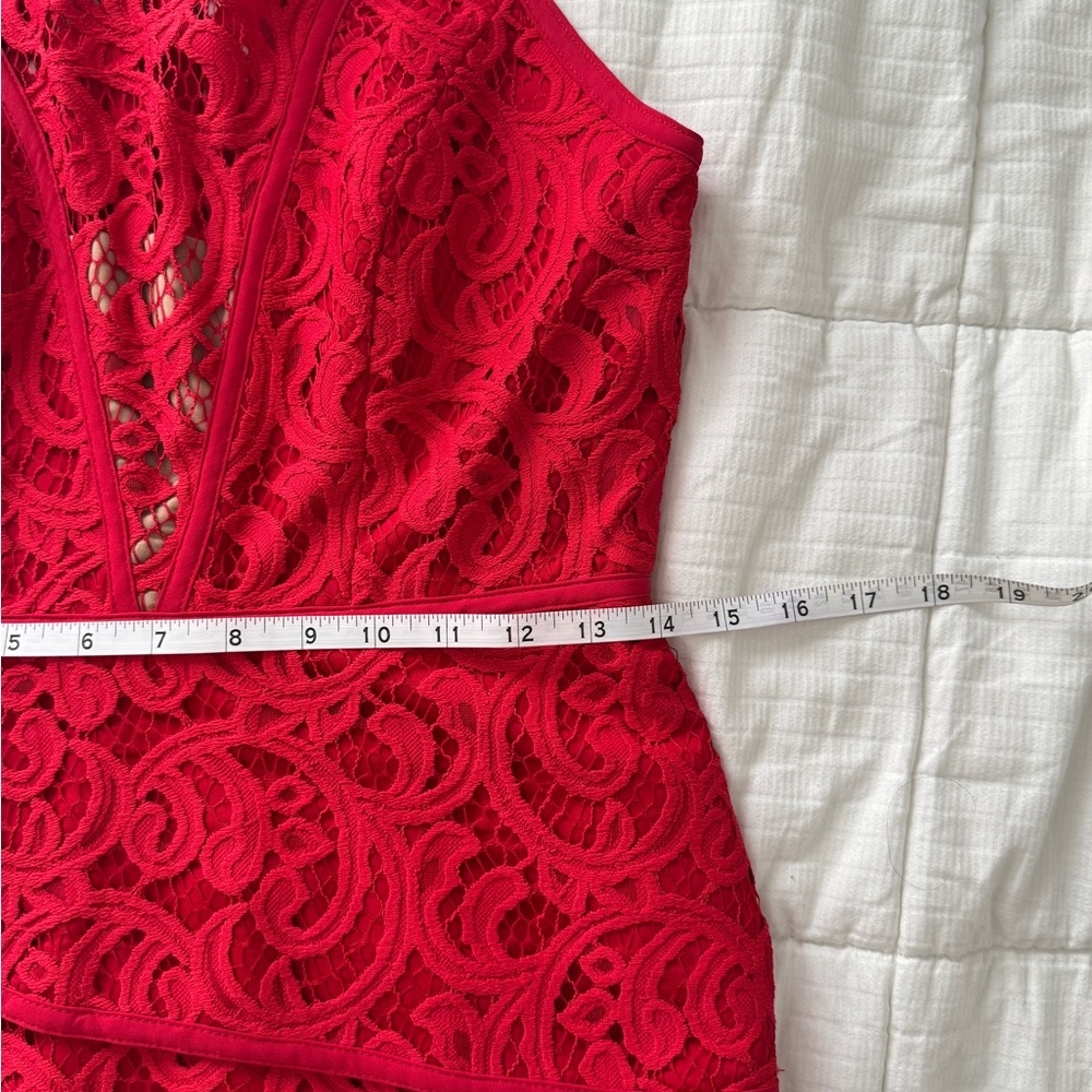 BCBG sleeveless red lace mini holiday dress - Picture 6 of 9